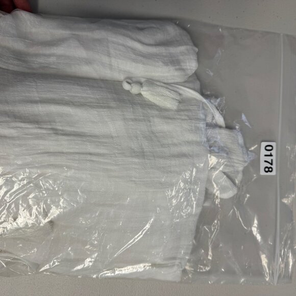 Aakaa White Boho Deep V-Neck Tassel Waist Beach Cover-Up Maxi Dress Size S - Picture 16 of 16